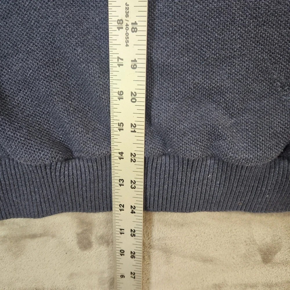 Polo Ralph Lauren Sweater Mens Medium Blue 1/4 Zip Pima Cotton Elbow Patch